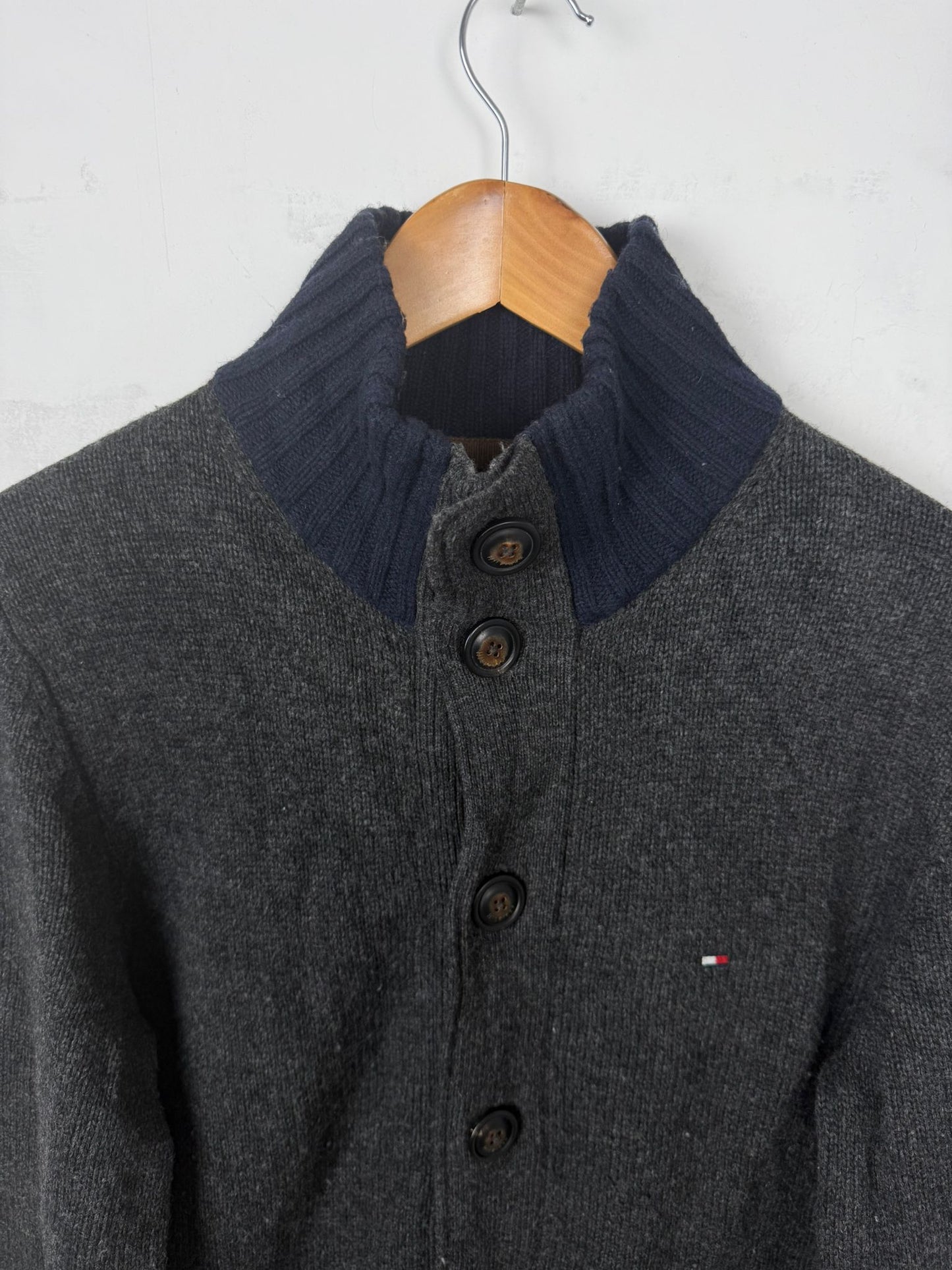 Tommy Hilfiger Cardigan in Lana Grigio Scuro – S