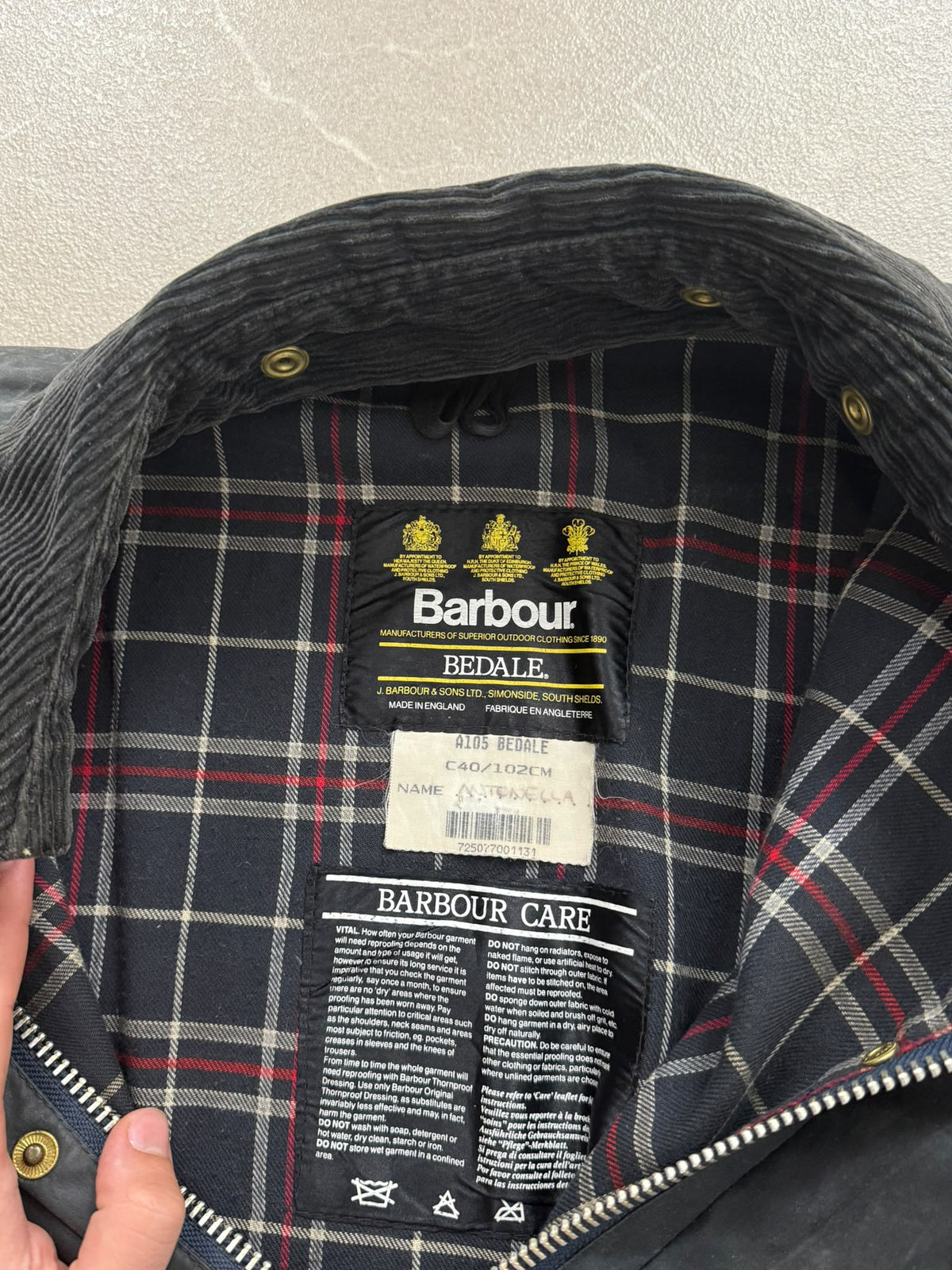 Barbour Bedale Giacca Cerata Waxed Nera – Taglia L