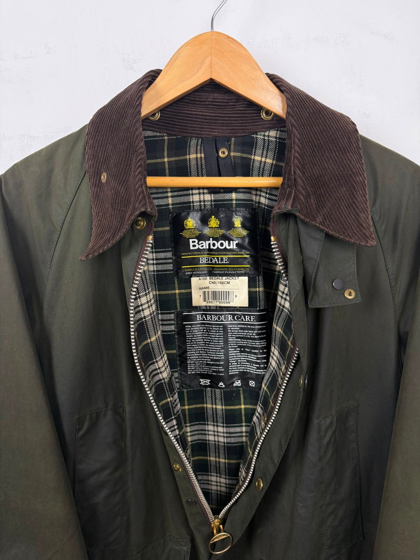 Barbour Bedale A100 Vintage – Wax Jacket Olive C40 / 102 cm