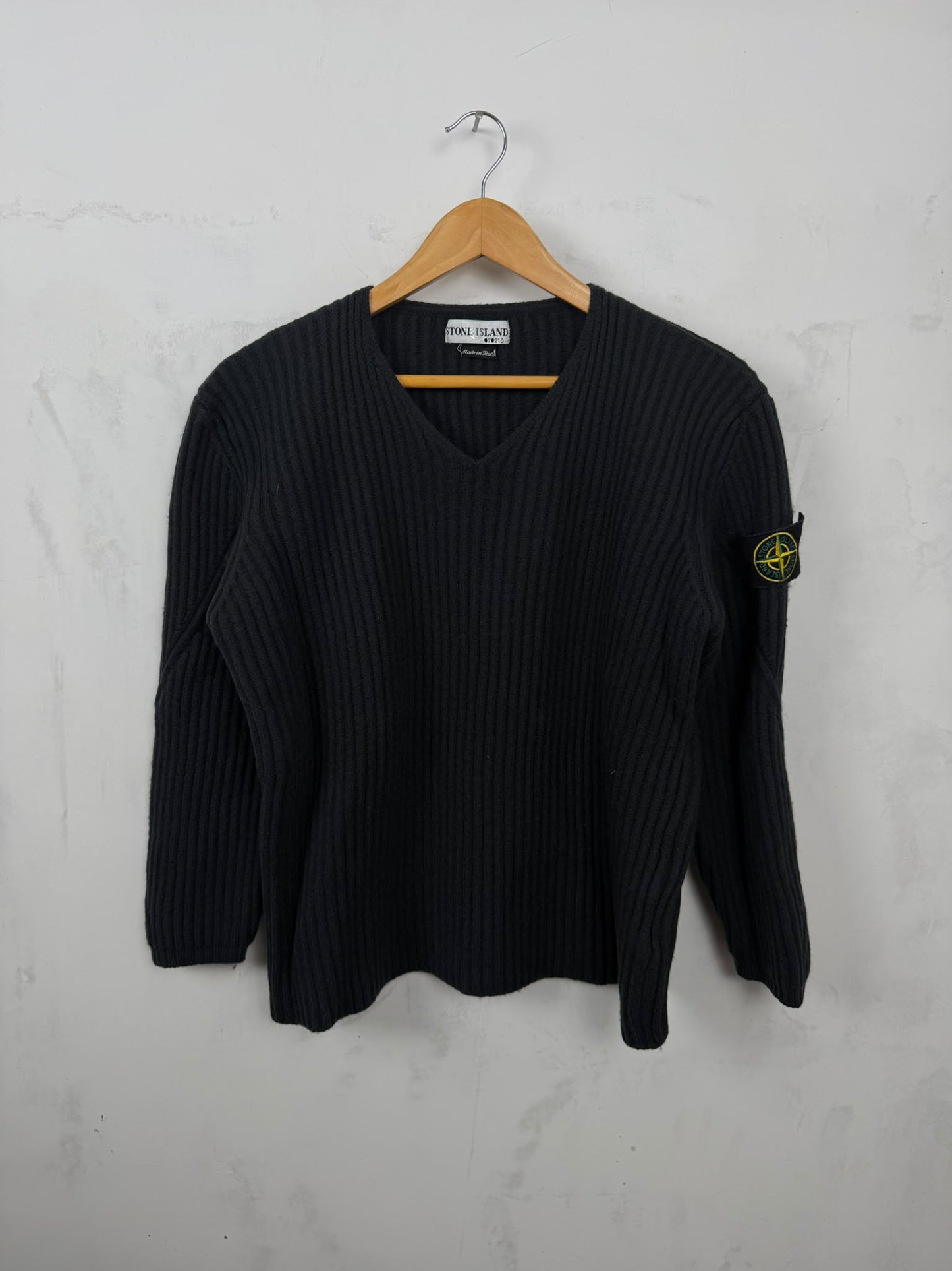 Stone Island Maglione in Lana a Coste – Nero