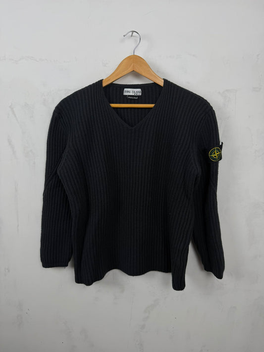 Stone Island Maglione in Lana a Coste – Nero