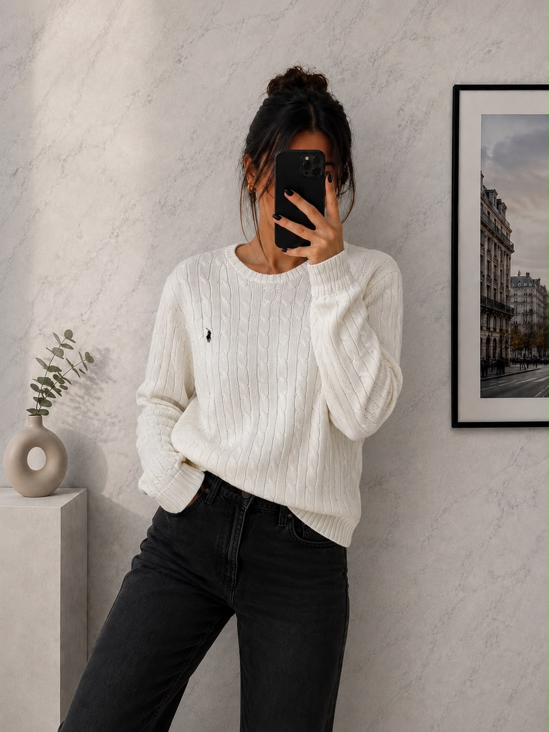 Ralph Lauren Cable Knit Bianco Panna – Taglia L