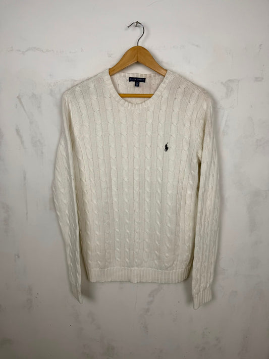 Ralph Lauren Cable Knit Bianco Panna – Taglia L
