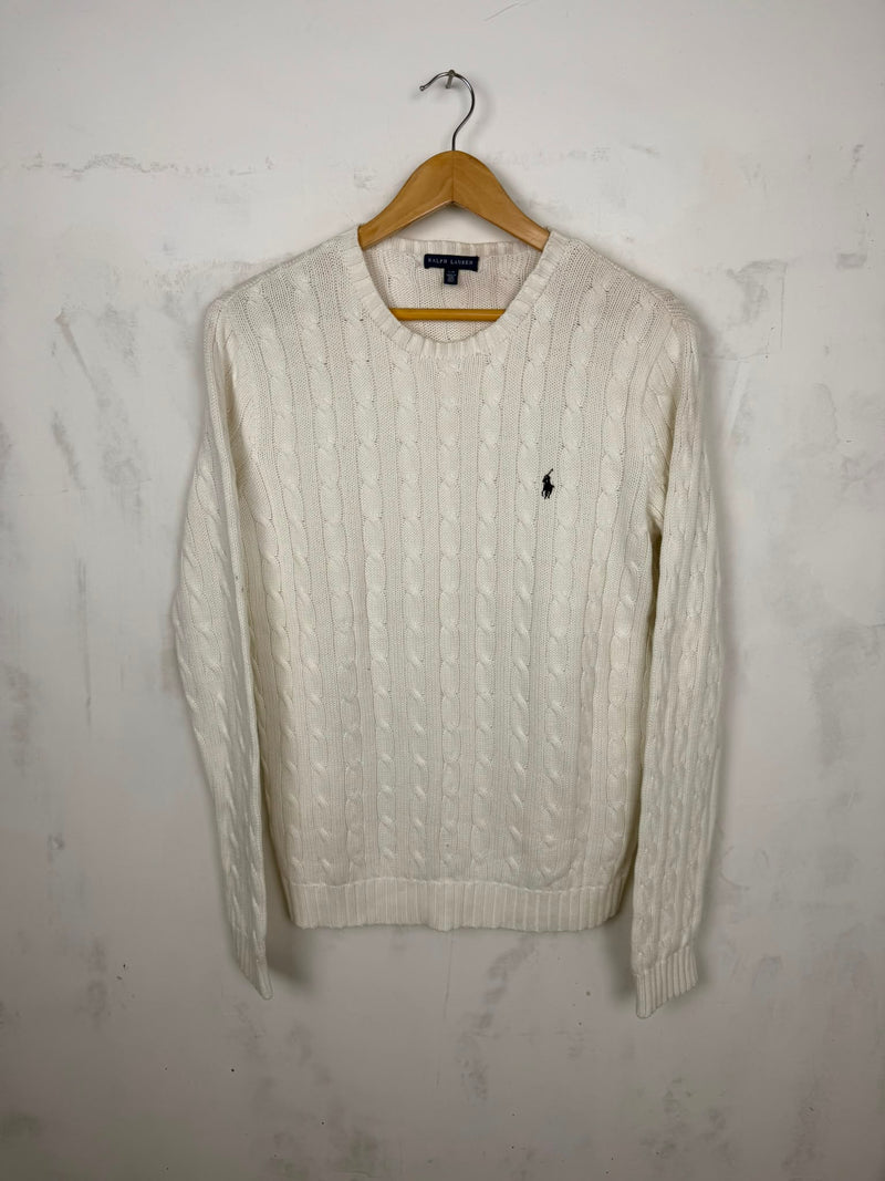 Ralph Lauren Cable Knit Bianco Panna – Taglia L