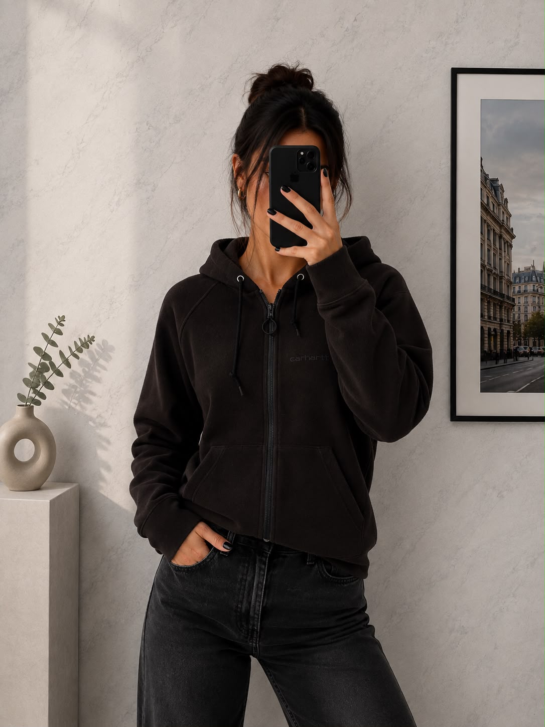 Carhartt Zip Hoodie con Cappuccio Marrone – Taglia M