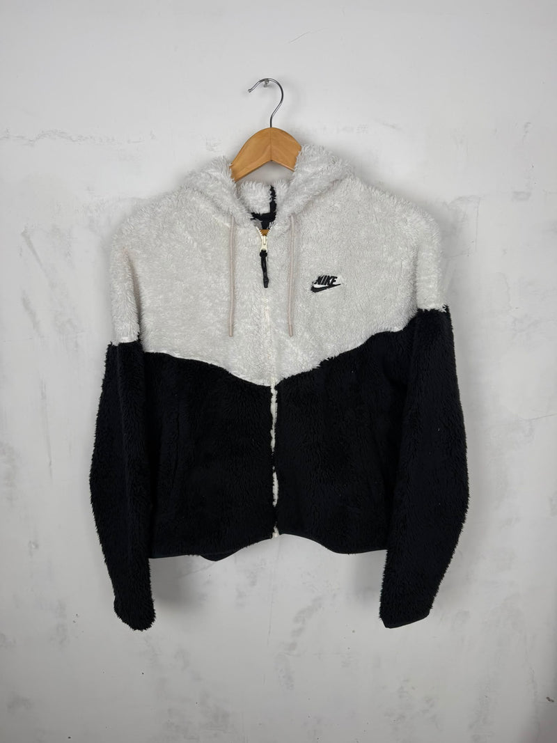 Nike Sherpa Full Zip Color Block Bianco e Nero – Taglia S