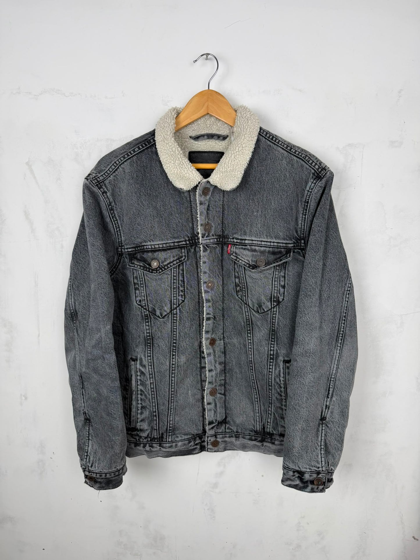 Levi’s Sherpa Denim Jacket Grigio Washed – Taglia L