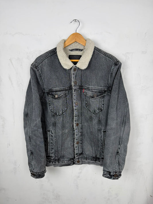 Levi’s Sherpa Denim Jacket Grigio Washed – Taglia L