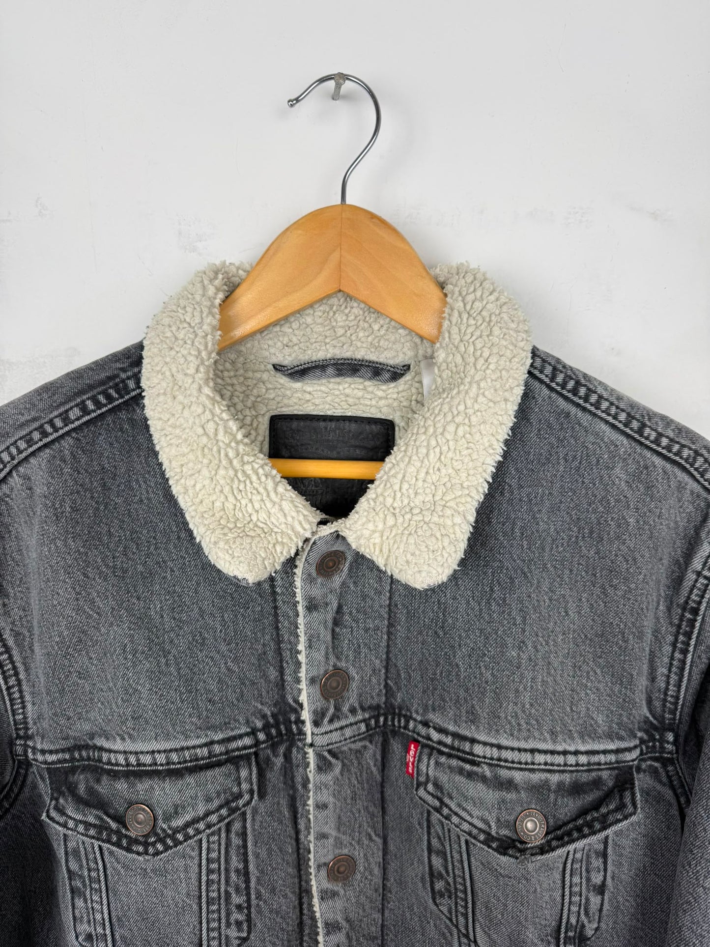 Levi’s Sherpa Denim Jacket Grigio Washed – Taglia L