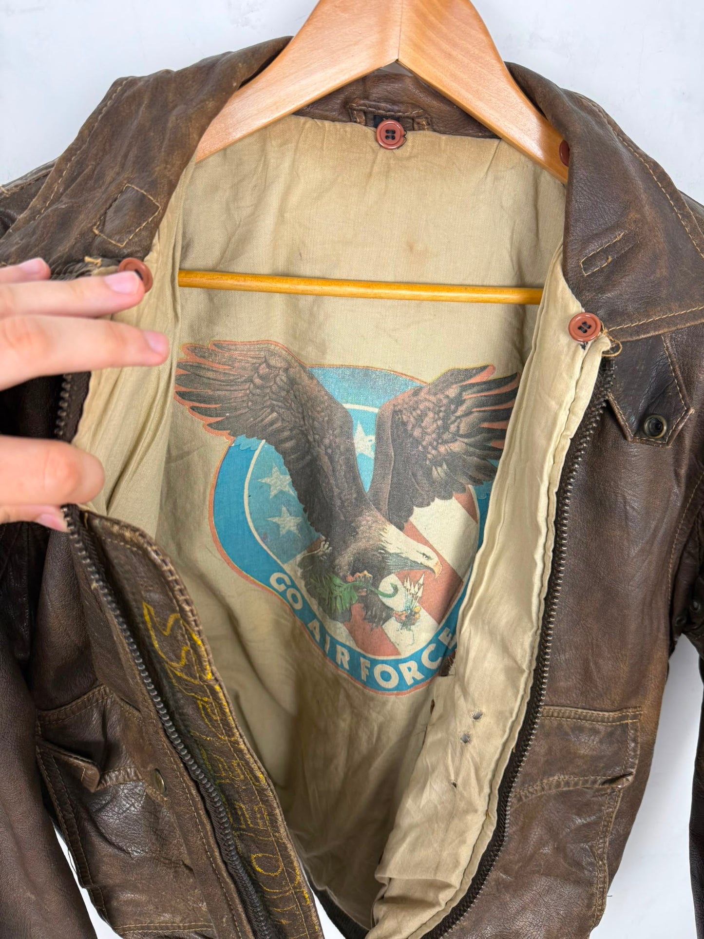 Giacca in Pelle Vintage Marrone Bomber Old Style – Taglia M