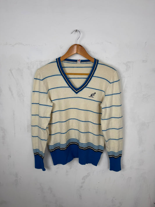 Australian Striped V-Neck Knit Sweater – Veste M