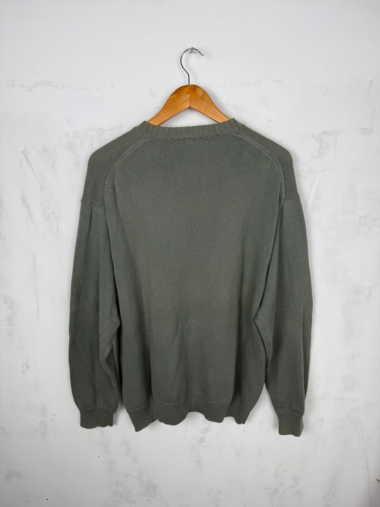 Lacoste V-Neck Pullover Verde Oliva – Taglia M Over