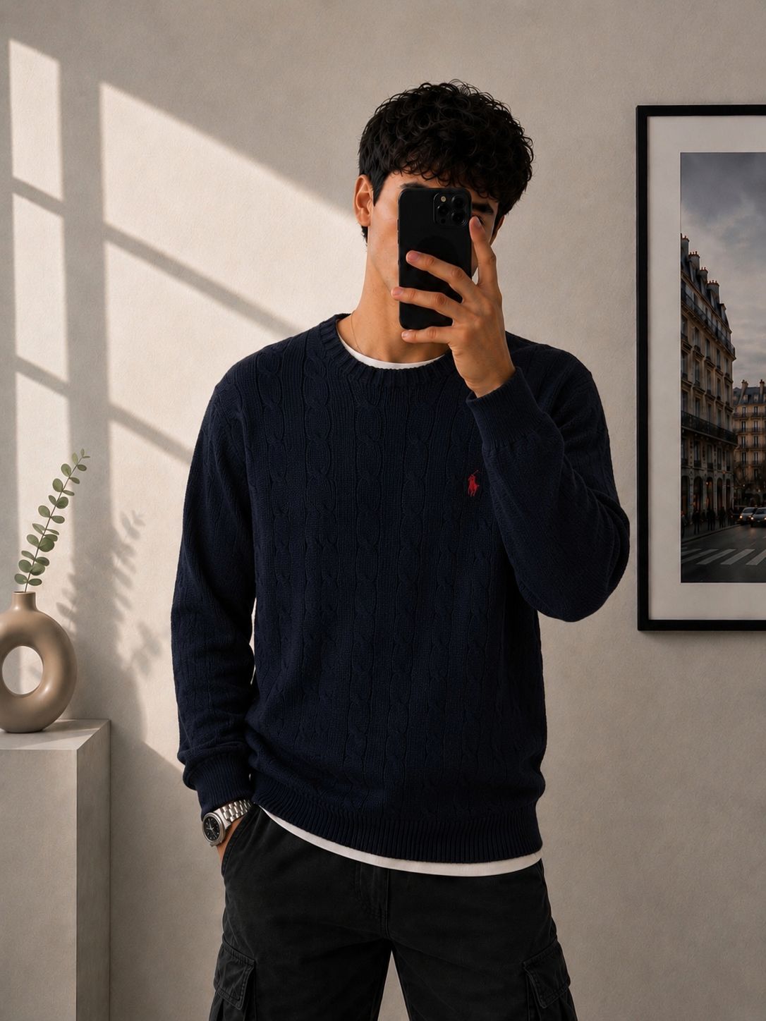 Polo Ralph Lauren Maglione Cable Knit Blu Navy – Taglia M