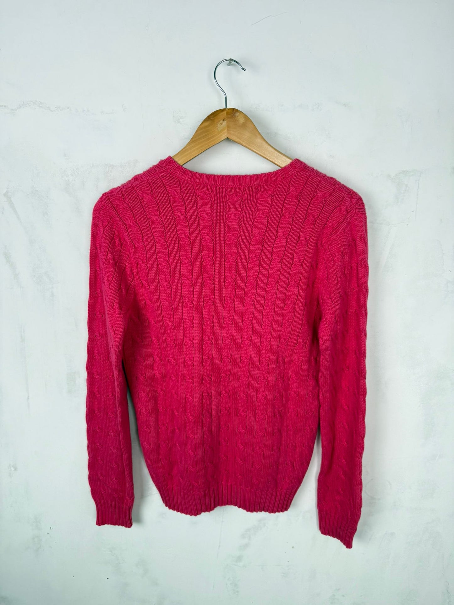 Polo Ralph Lauren Sport Maglione Cable Knit Rosa Fucsia – L