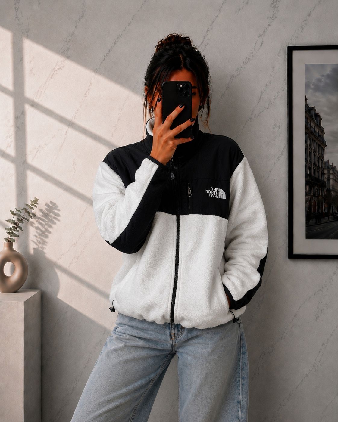 The North Face Fleece Jacket Sherpa Nera e Bianca – XL