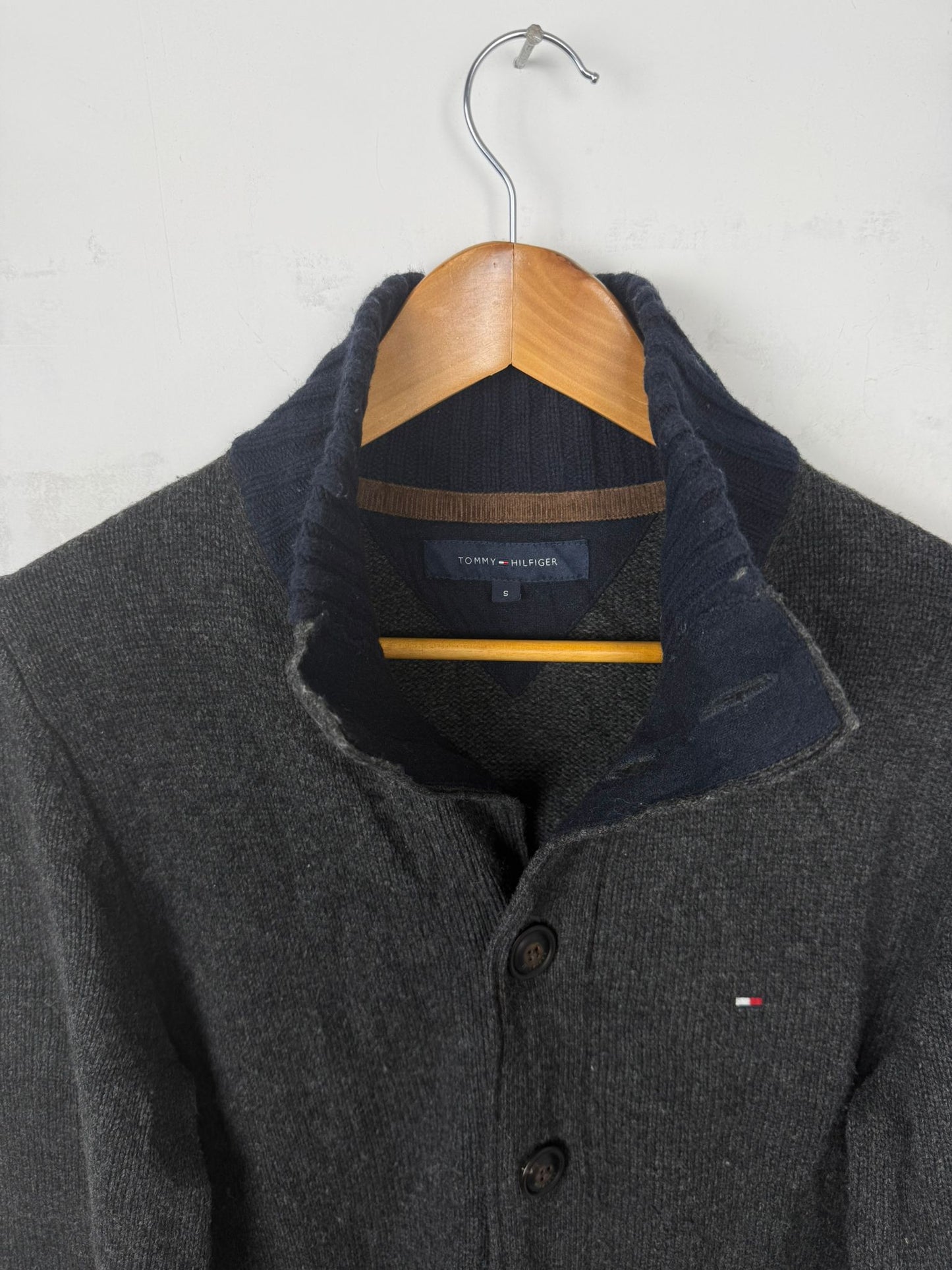 Tommy Hilfiger Cardigan in Lana Grigio Scuro – S