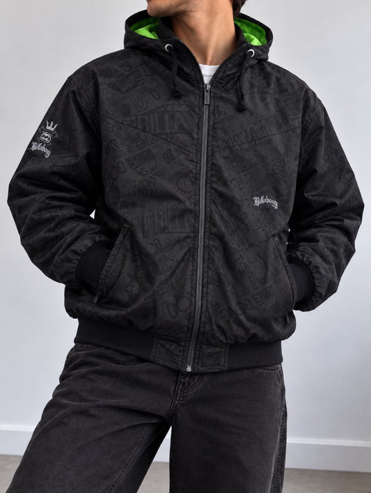 Billabong Giacca Windbreaker All Over Logo Nera –  Taglia L
