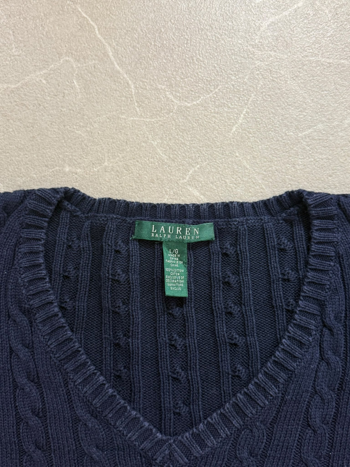 Lauren Ralph Lauren Maglione in Cotone Cable Knit Navy - Taglia L