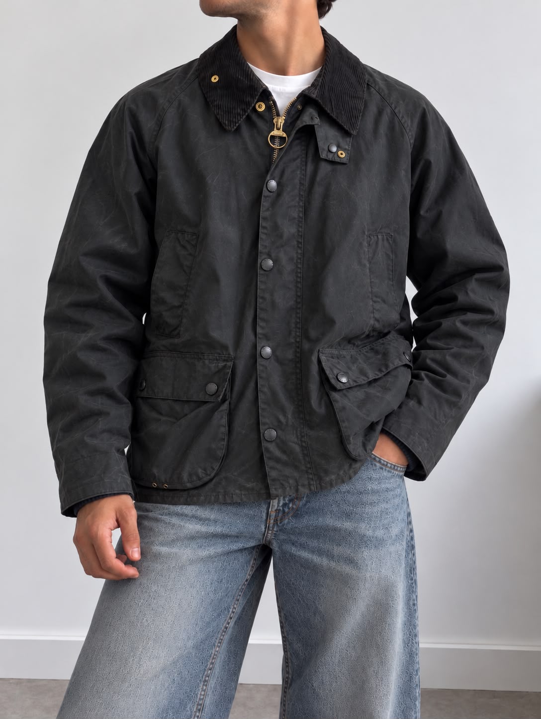 Barbour Bedale Giacca Cerata Waxed Nera – Taglia L