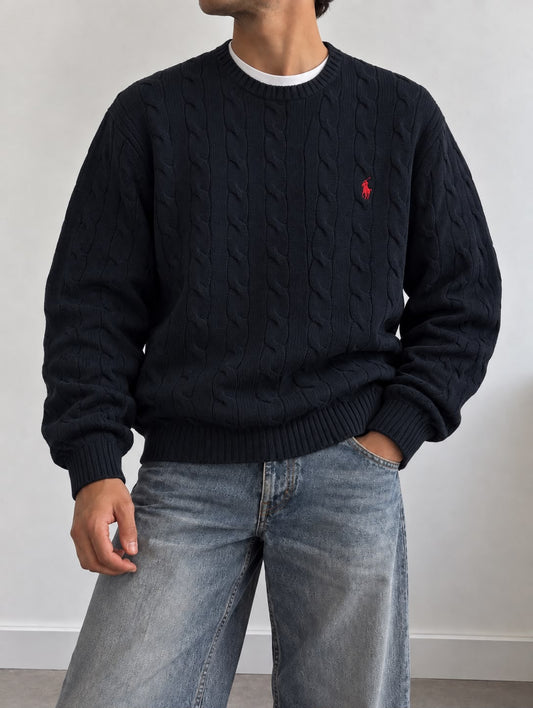 Polo Ralph Lauren Maglione Cable Knit Nero – XL