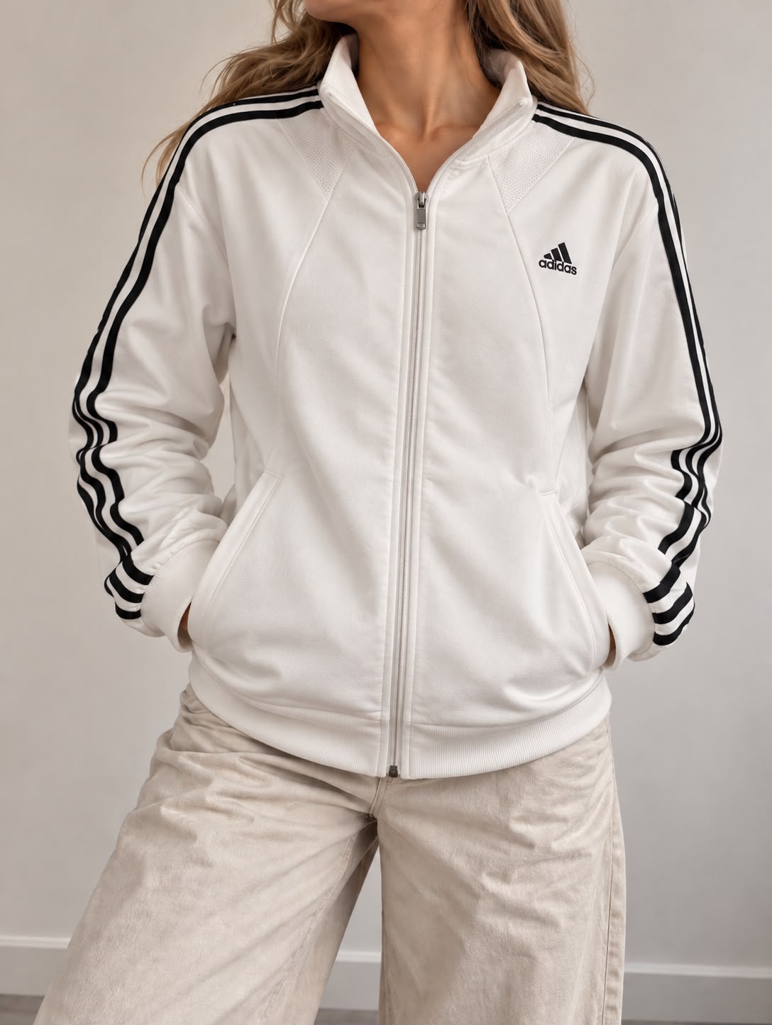 Adidas Track Jacket Vintage Bianca – Taglia S/M